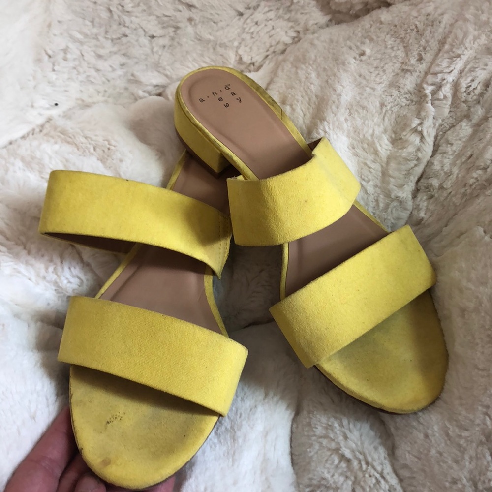 Yellow slip on mules
